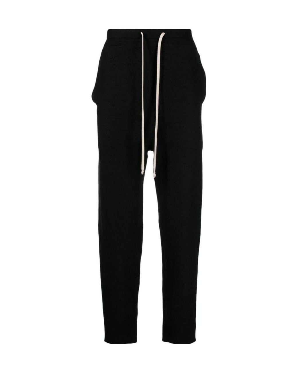 Rick Owens Black Drawstring Slim Cut Trousers for men