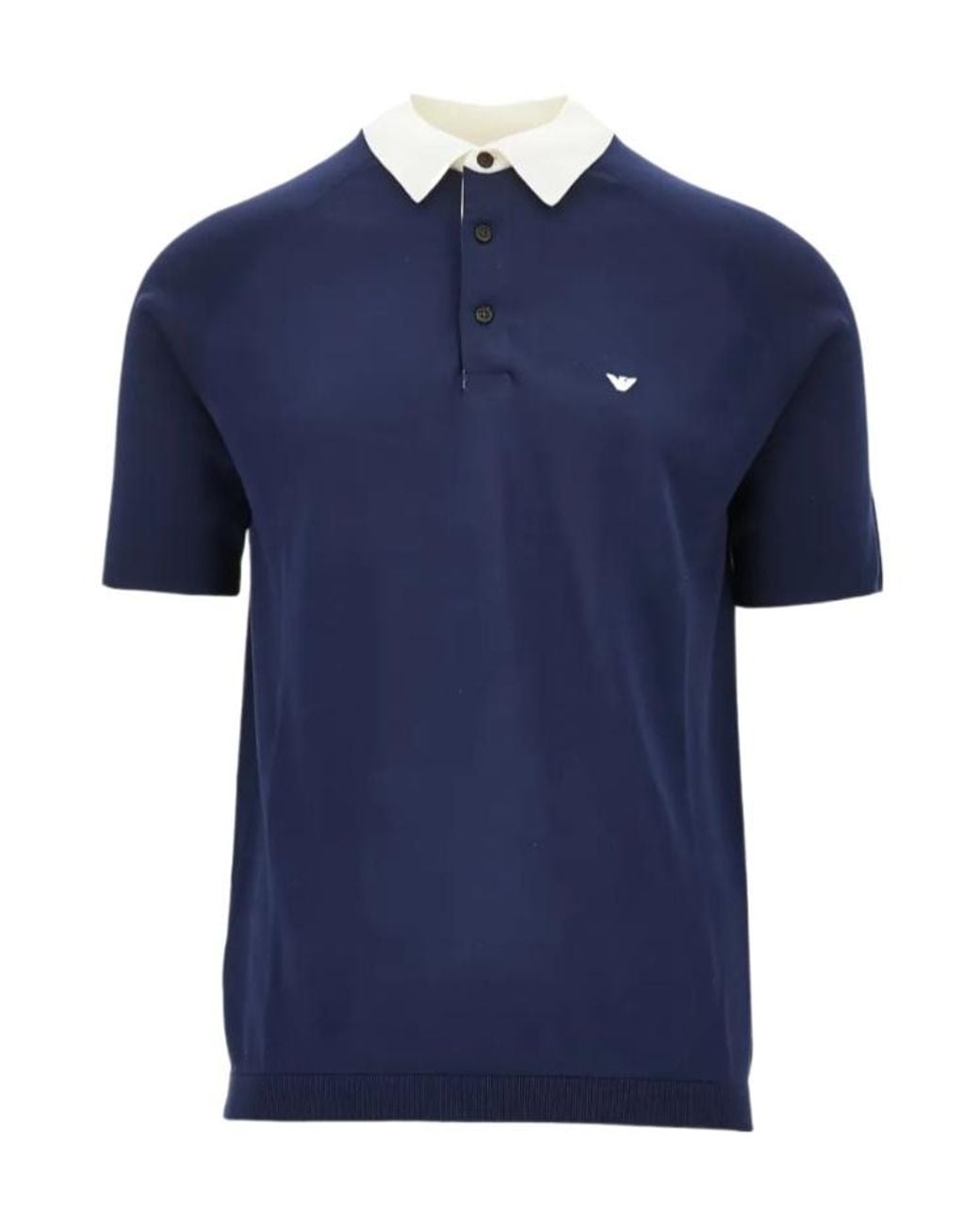 Emporio Armani Blue Logo Embroidered Short-Sleeved Polo Shirt for men