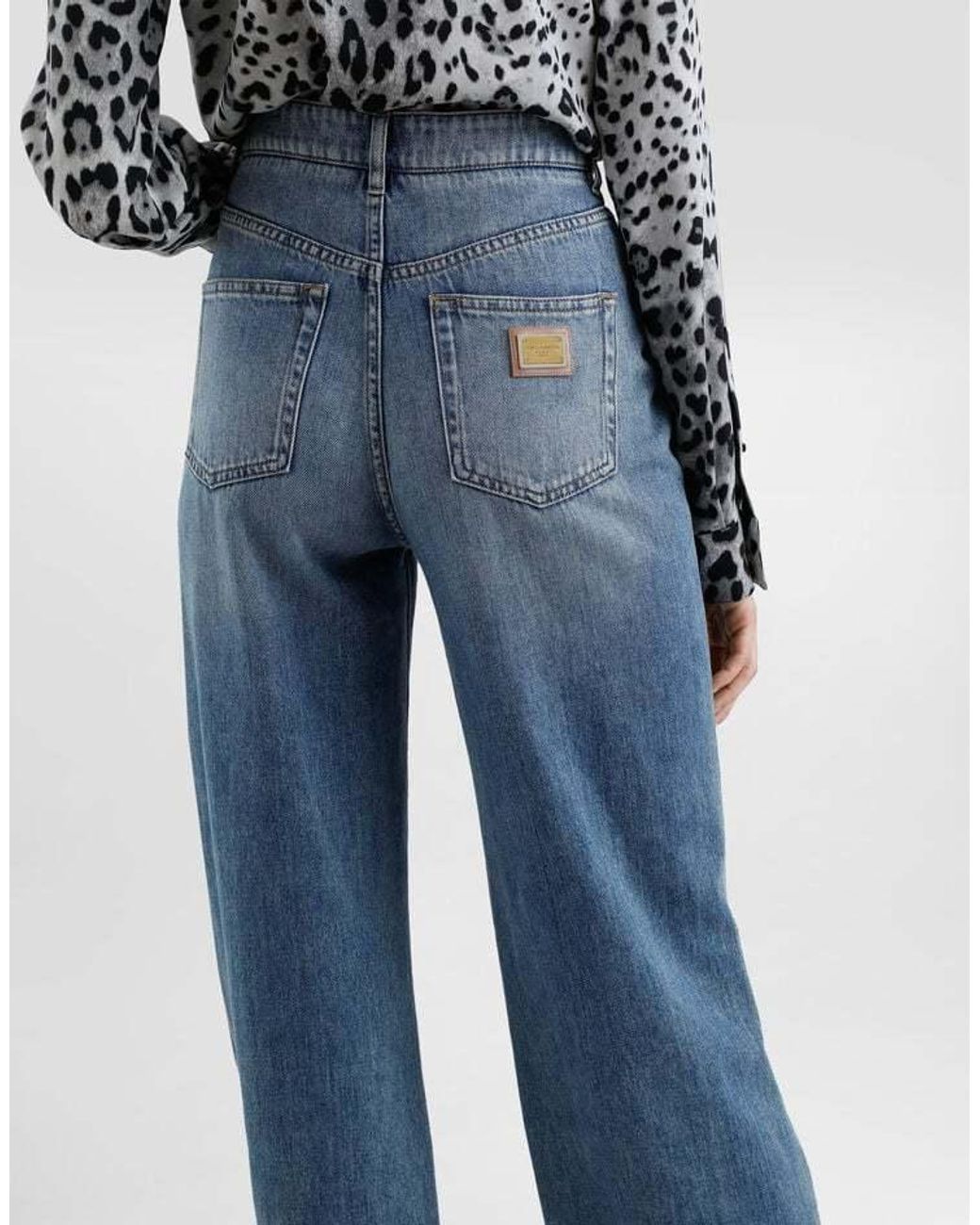 Dolce & Gabbana Blue Logo Plaque Jeans