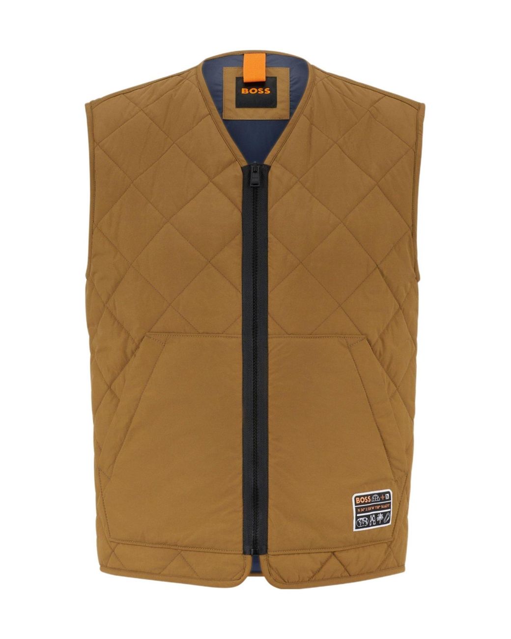 Boss Brown Diamond-Quilted Gilet for men