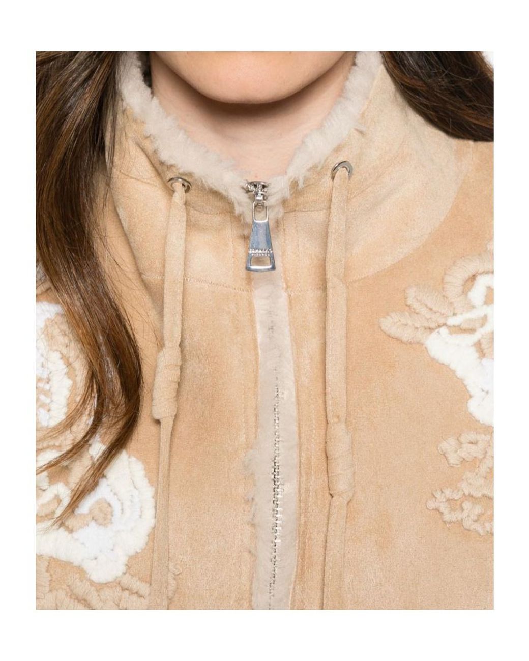 ERMANNO FIRENZE Natural Stand-Collar Zip-Up Casual Jacket