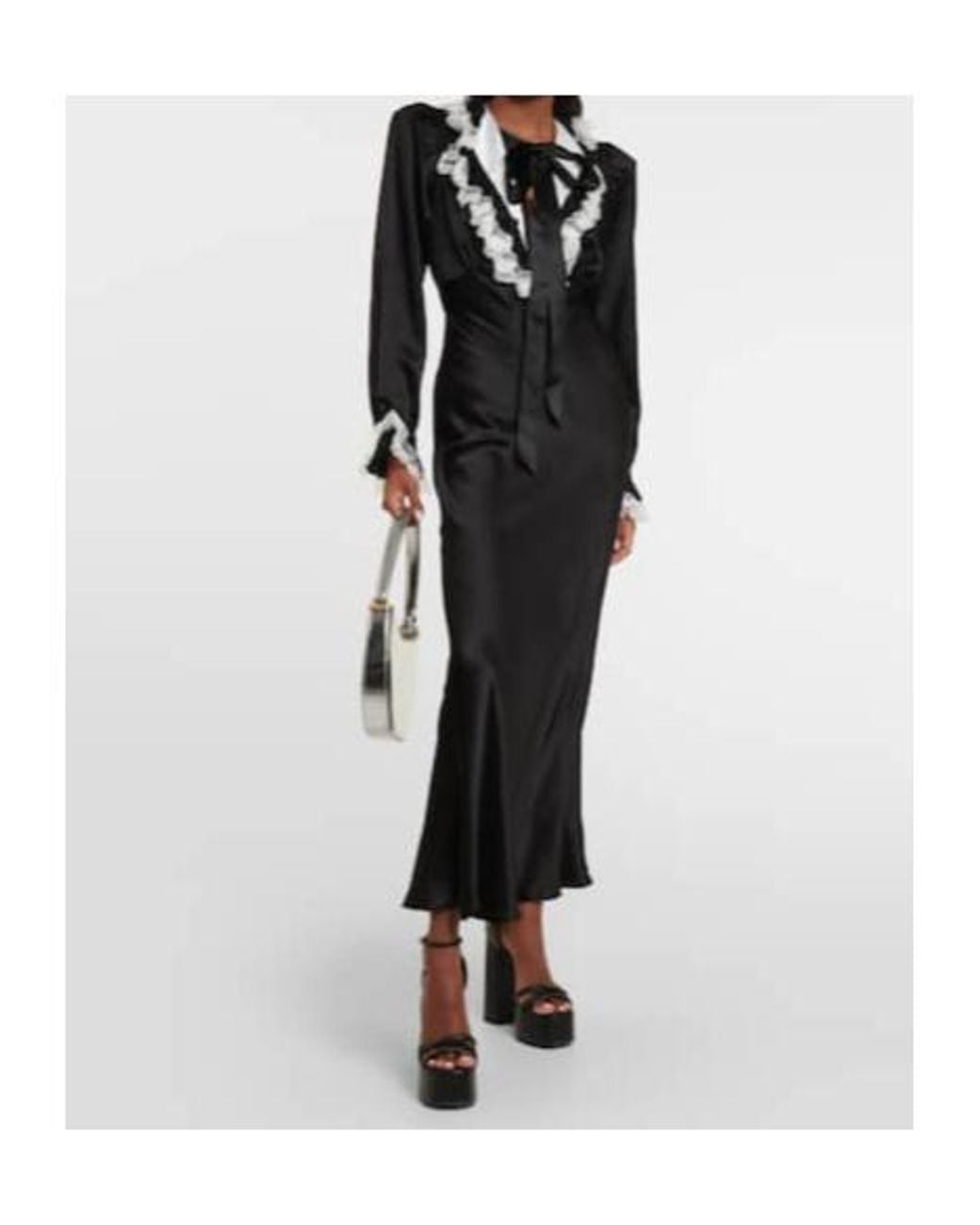 Rodarte Black Silk Satin Midi Dress