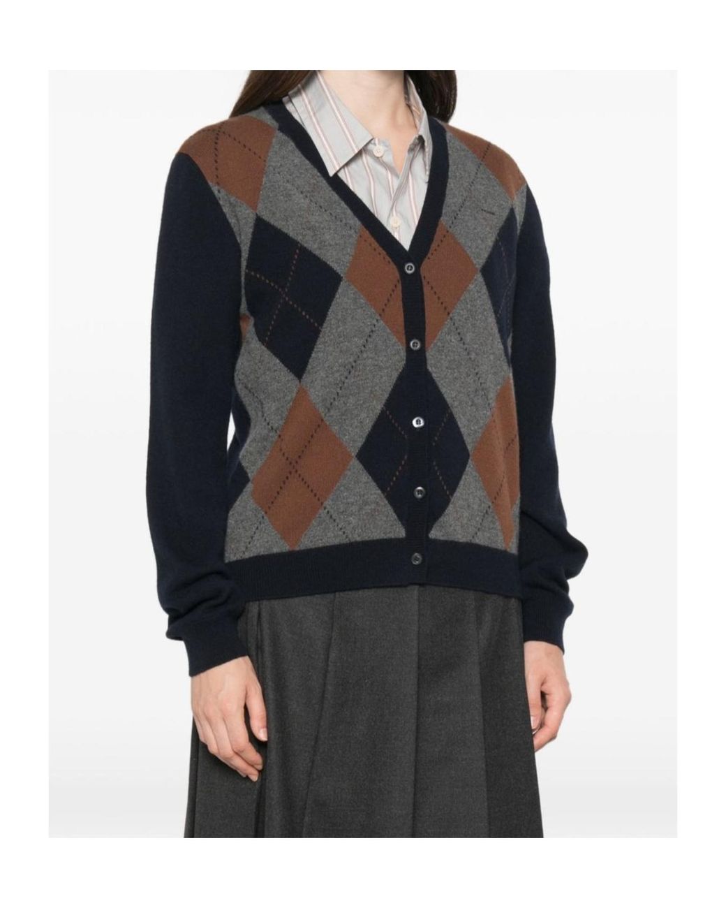 Prada Black Argyle Embroidered Cardigan