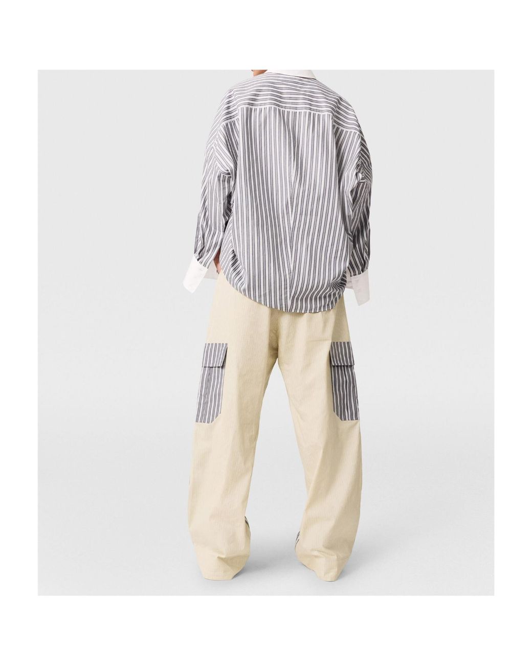 Stella McCartney Gray Oversized Mixed Stripe Cargo Trousers