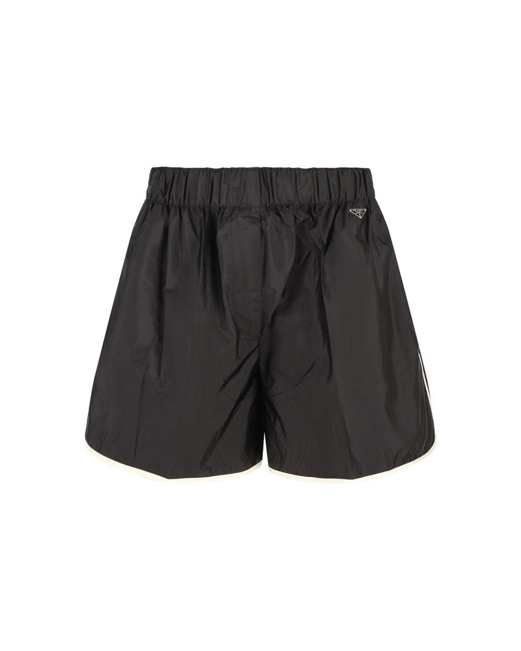 Prada Gray Logo Plaque Elasticated-Waistband Shorts