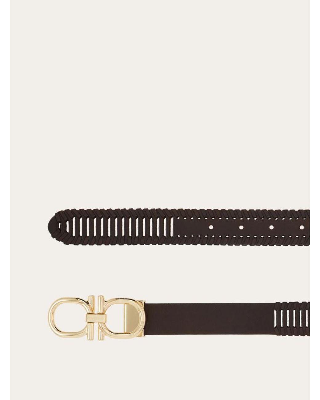 Ferragamo White Ferragamo Eyewear Cutout Leather Belt for men