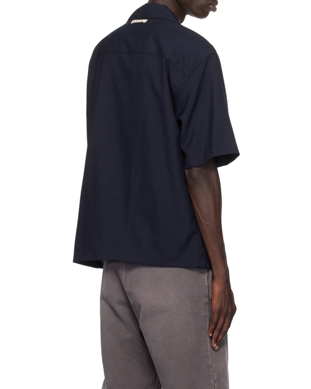 Marni Blue Patch Pocket Short-Sleeved Shirt for men