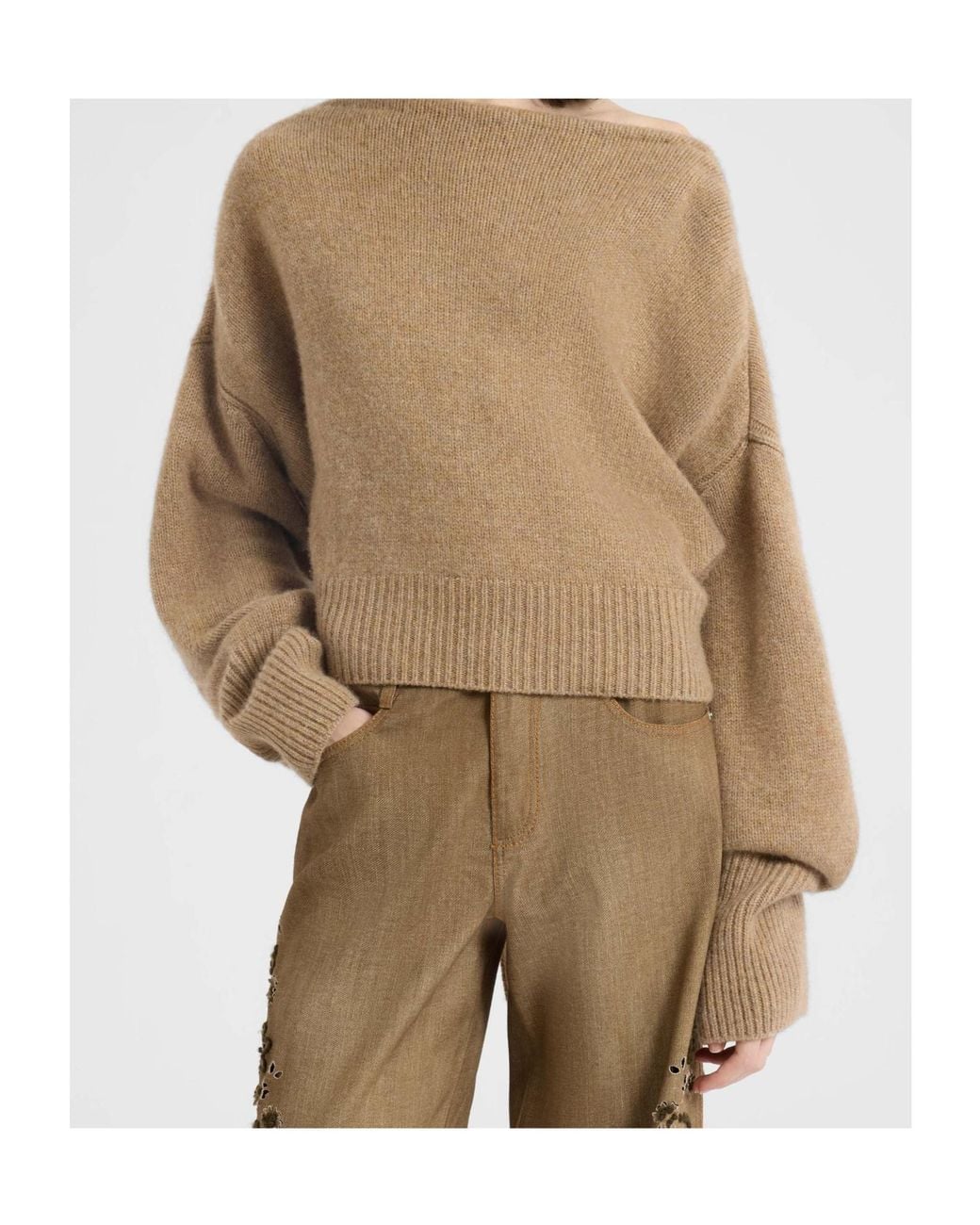 Ermanno Scervino Natural Open-Back Bow-Detail Sweater