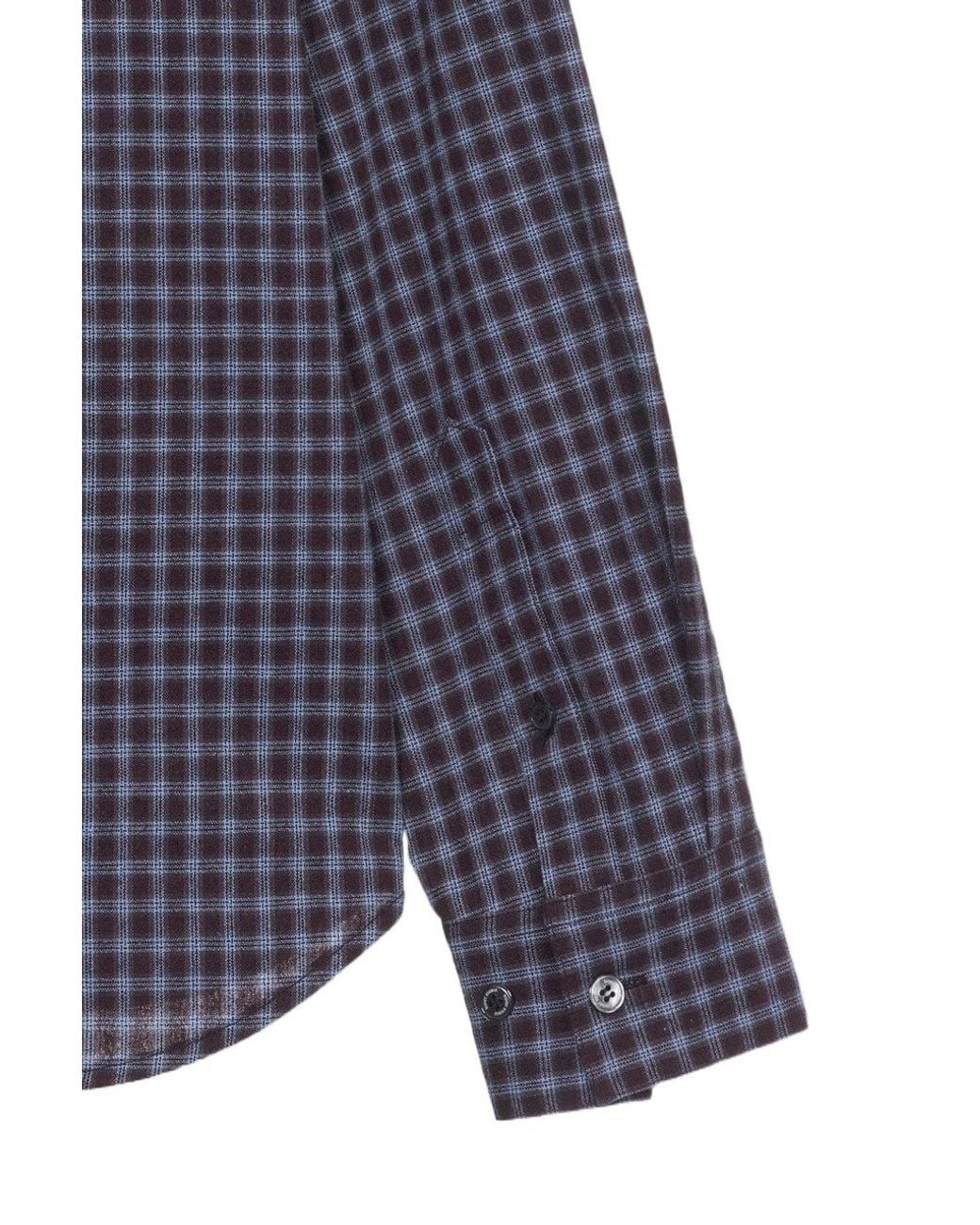 DUNST Blue Essential Slim-Fit Plaid Shirt