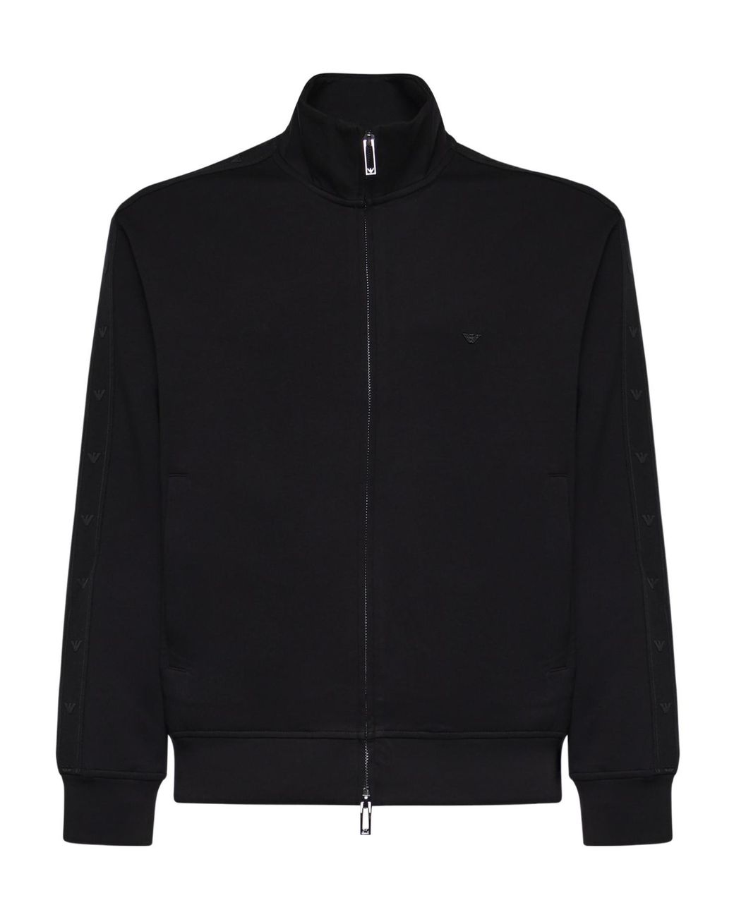 Emporio Armani Black Zip-Up Stand-Collar Sweater for men