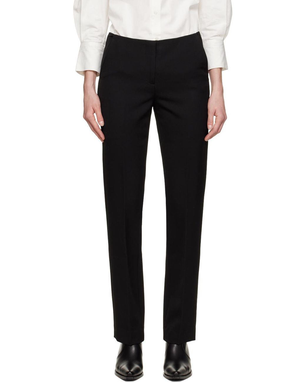 Anine Bing Black Straight-Leg Trousers