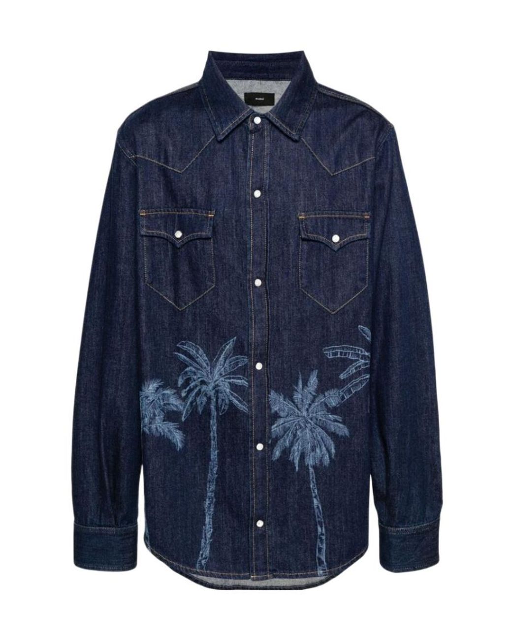 Alanui Blue Graphic Printed Buttoned Shirt for men
