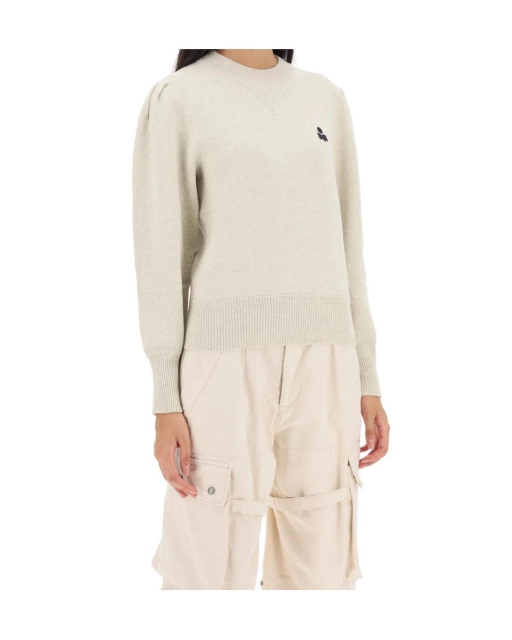 Isabel Marant White Kelaya Sweater With Balloon Sleeves