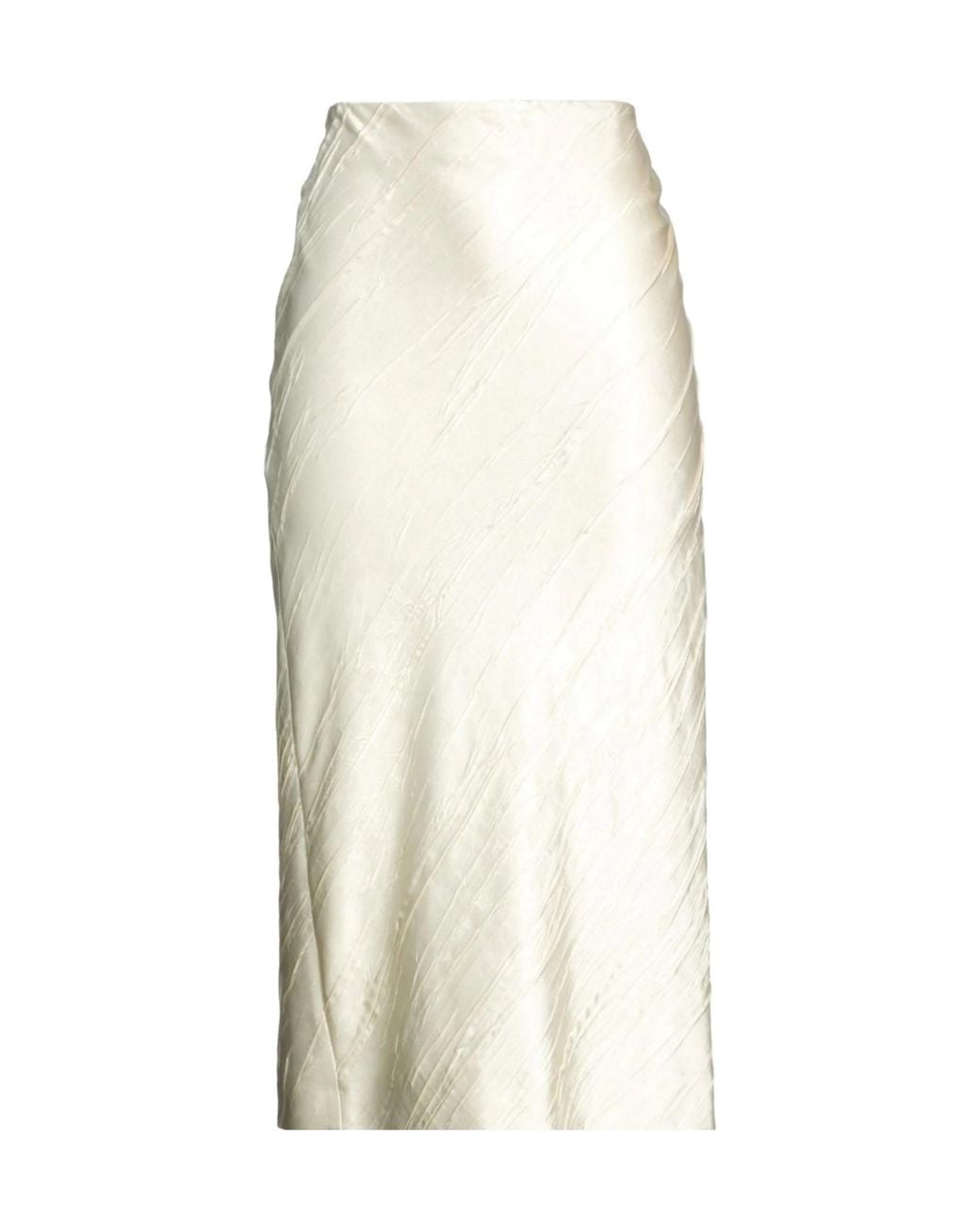 Sportmax White Minimalist Satin Midi Skirt