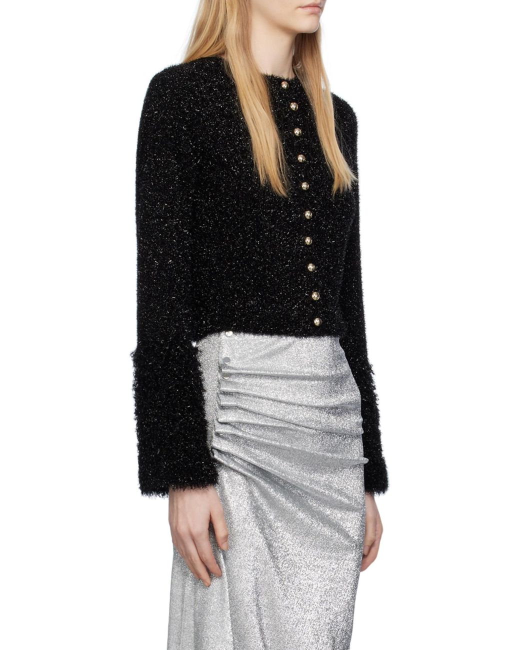 Rabanne Black Crewneck Cropped Cardigan