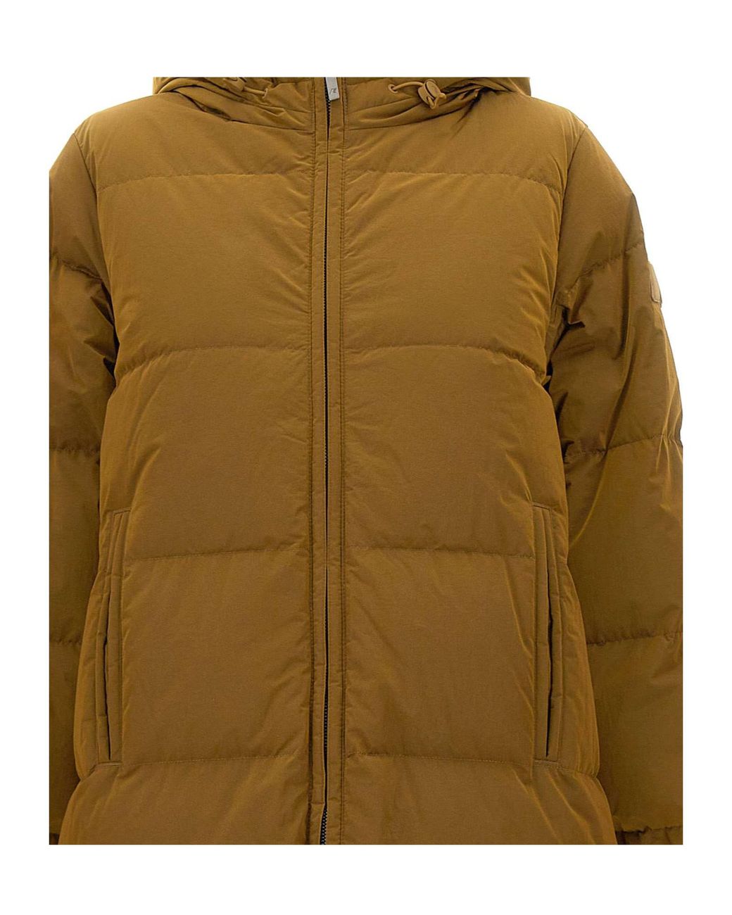 K-Way Natural Quilted Hooded Long Coat