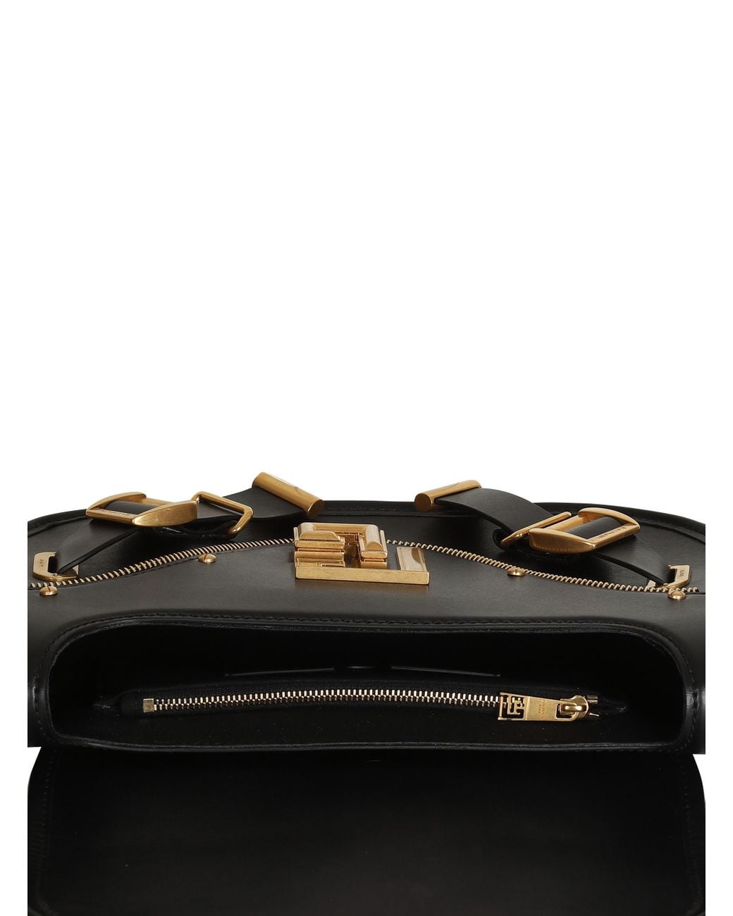 Balmain Black Smooth Leather Blaze Bag