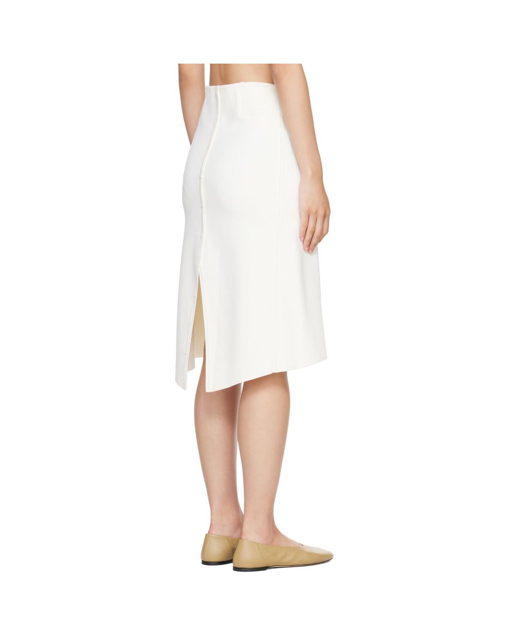 Totême White Buttoned-Back Midi Skirt