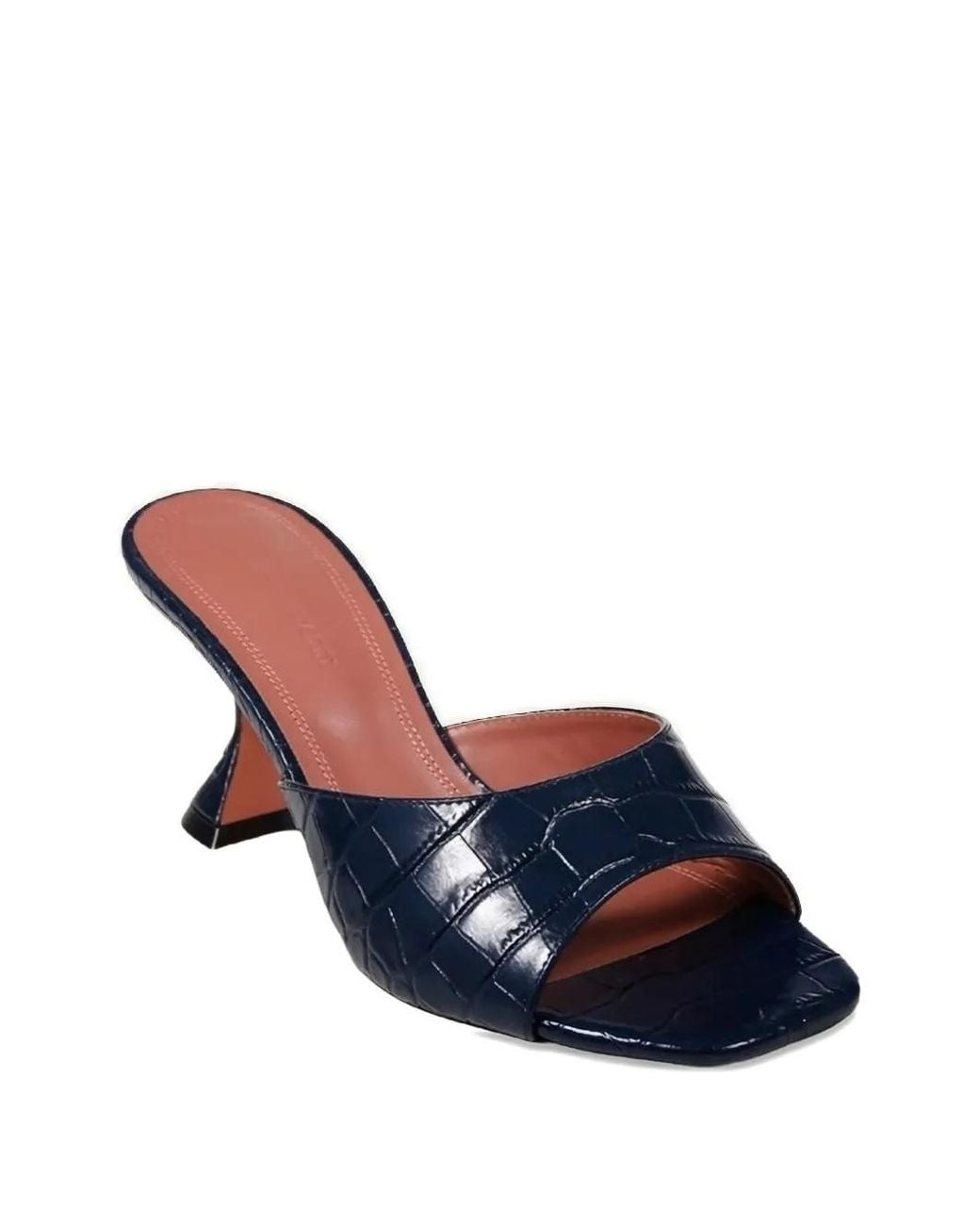 AMINA MUADDI Blue Crocodile-Embossed Cutout Sandals