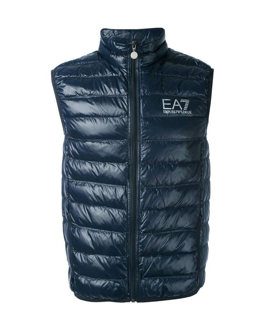 EA7 Blue Logo Printed Zipped Gilet for men