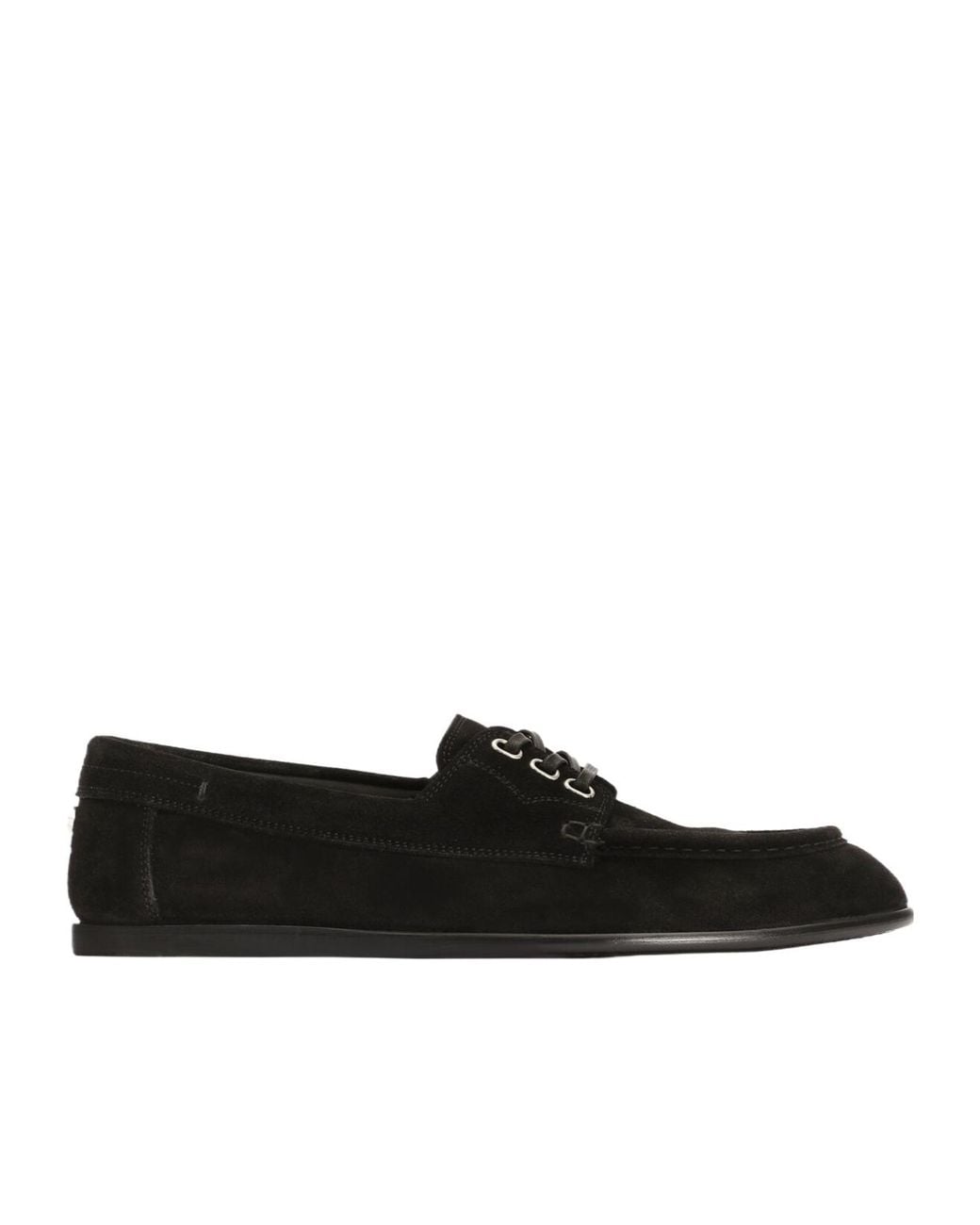 Dolce & Gabbana Black Dolce Gabbana Round Toe Lace-Up Derby Shoes for men