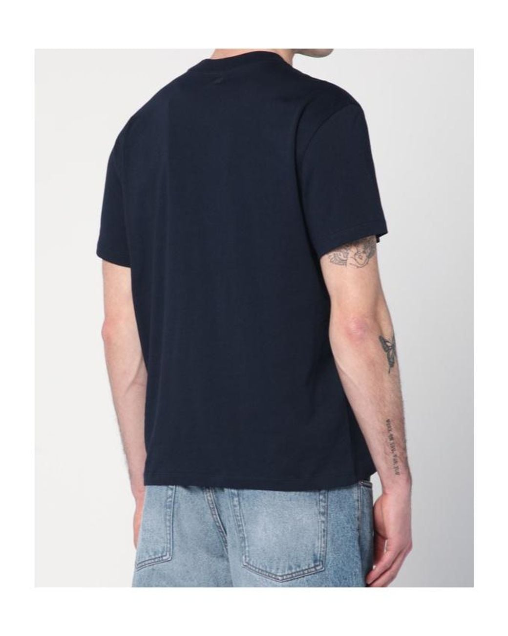 AMI Blue Cotton T-Shirt With Ami De Coeur for men