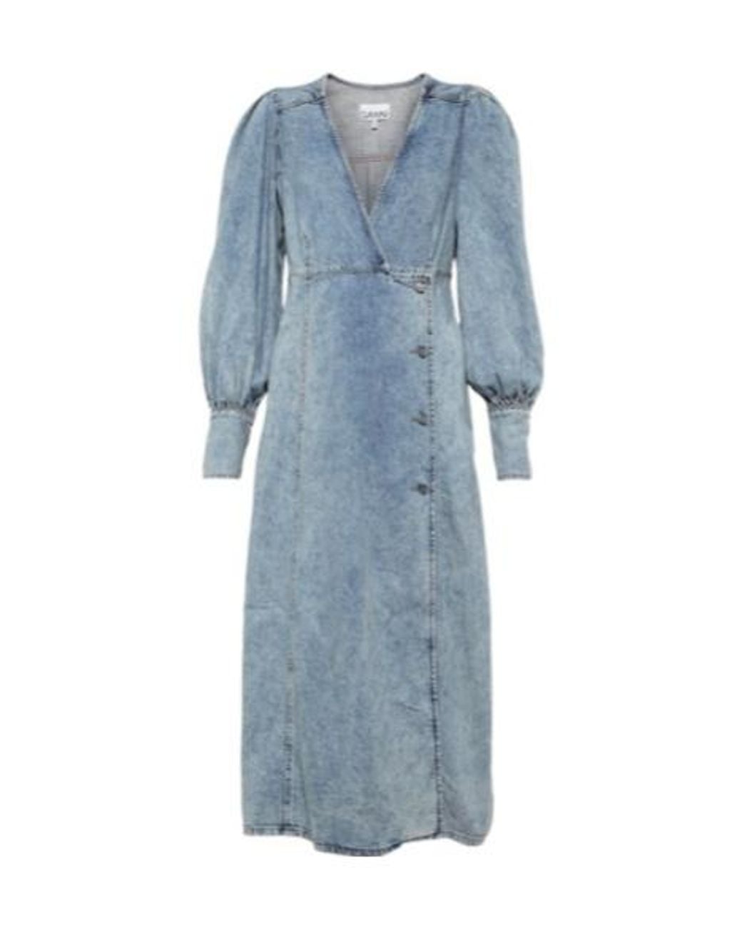 Ganni Blue Denim Midi Dress