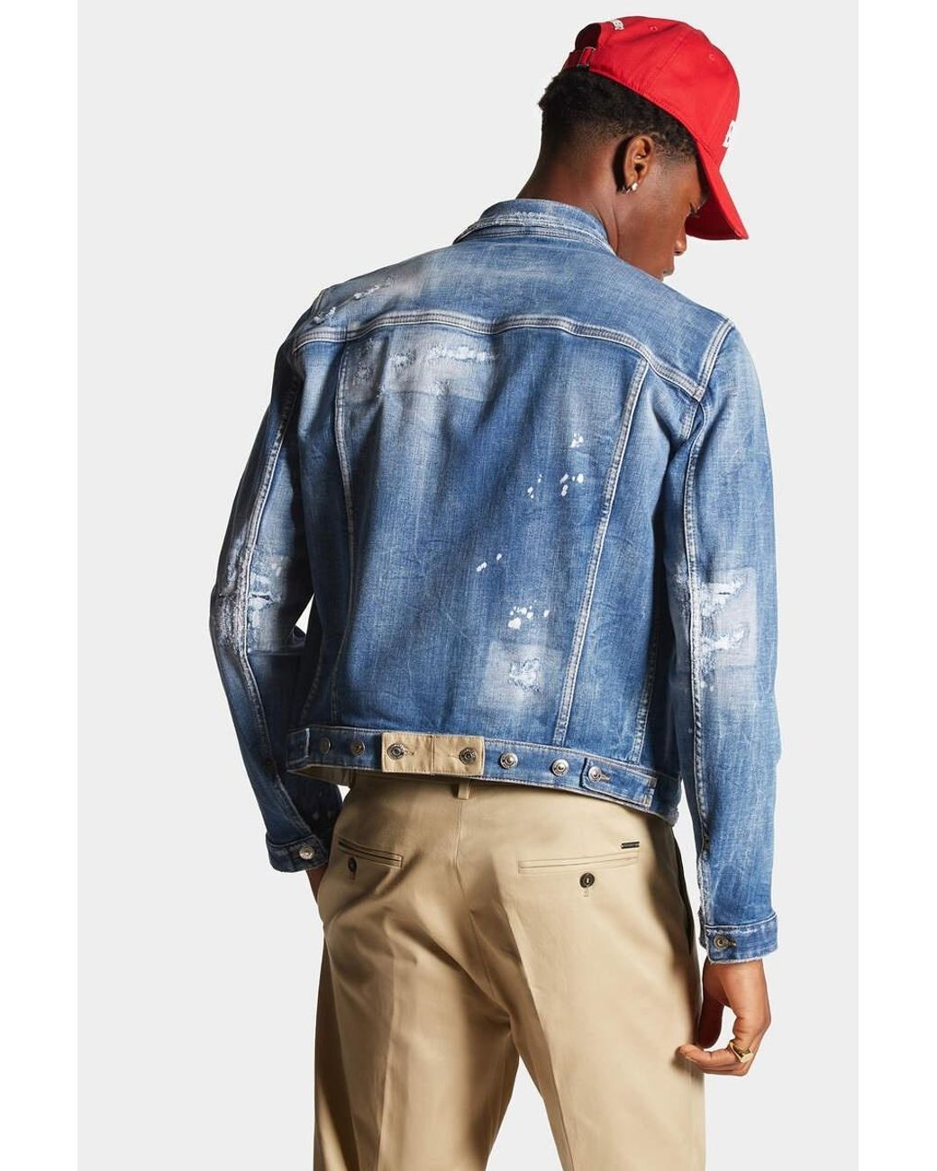DSquared² Blue Ripped Denim Jacket for men