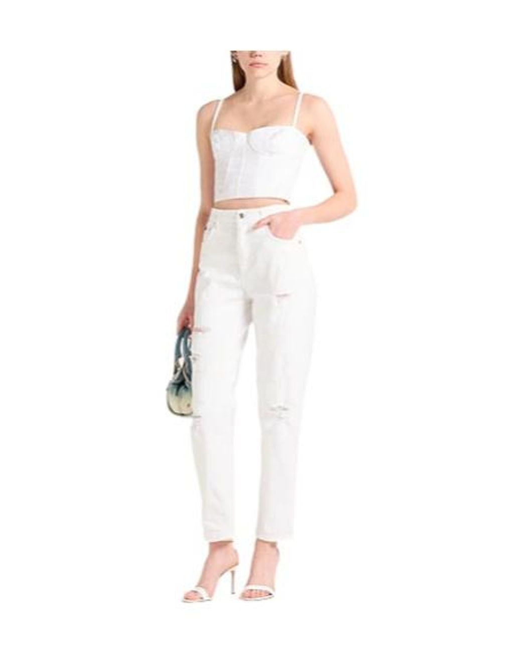 Dolce & Gabbana White Colorful Straightleg Jeans