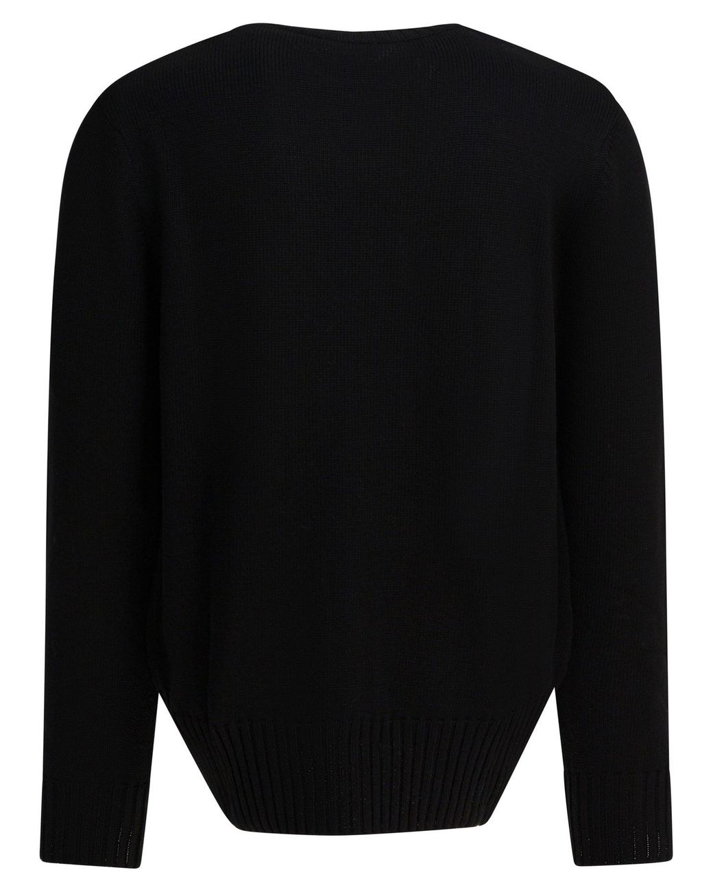 Givenchy Black Logo Embossed Ribbed Hem Sweater for men