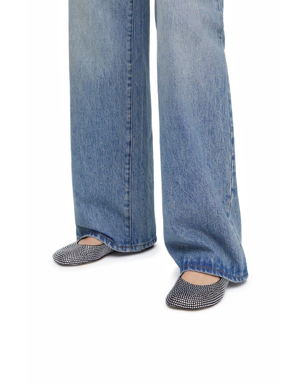 Loewe Gray Embellished Slip-On Ballerina Flats