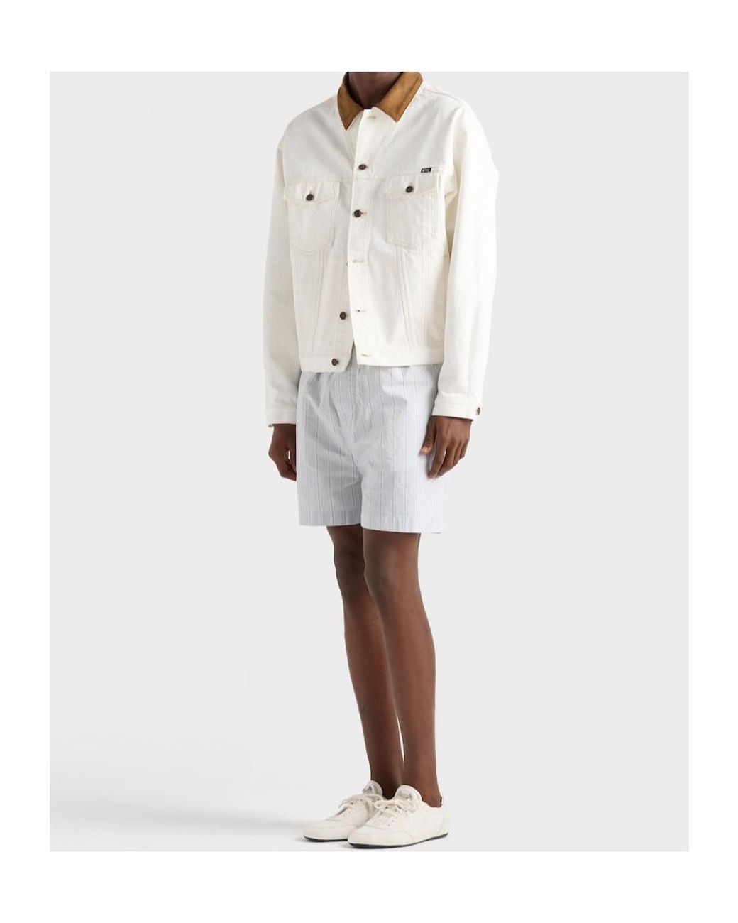 Prada White Button-Up Denim Jacket for men