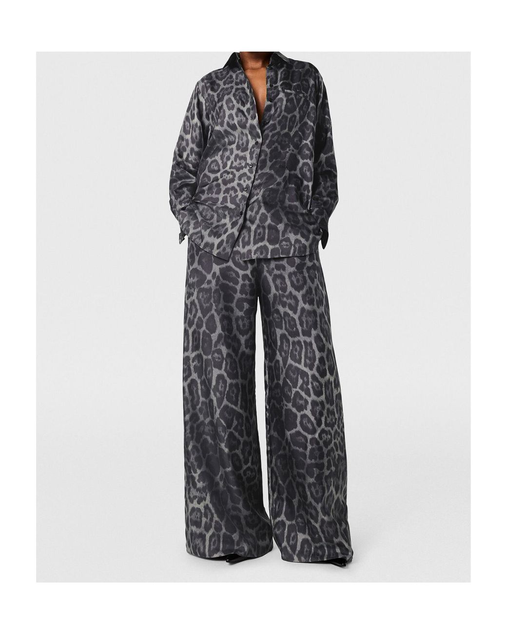 Stella McCartney Gray Oversized Drawstring Leopard Print Trousers