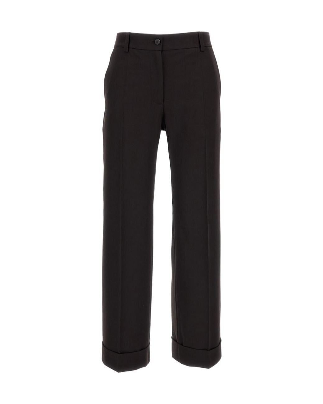 Alberto Biani Black Turned-Up Hem Trousers