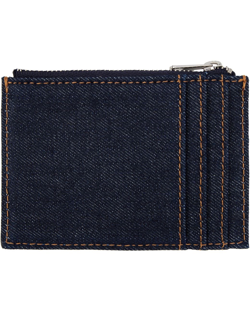 A.P.C. Blue Logo-Print Denim Wallet for men
