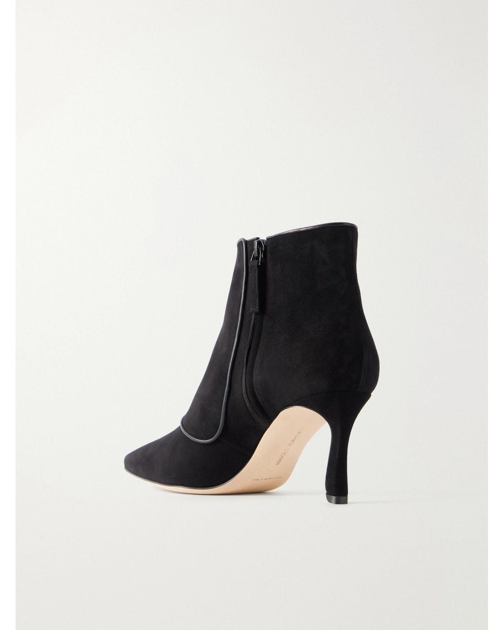 Manolo Blahnik Black Soft Leather Ankle Boots