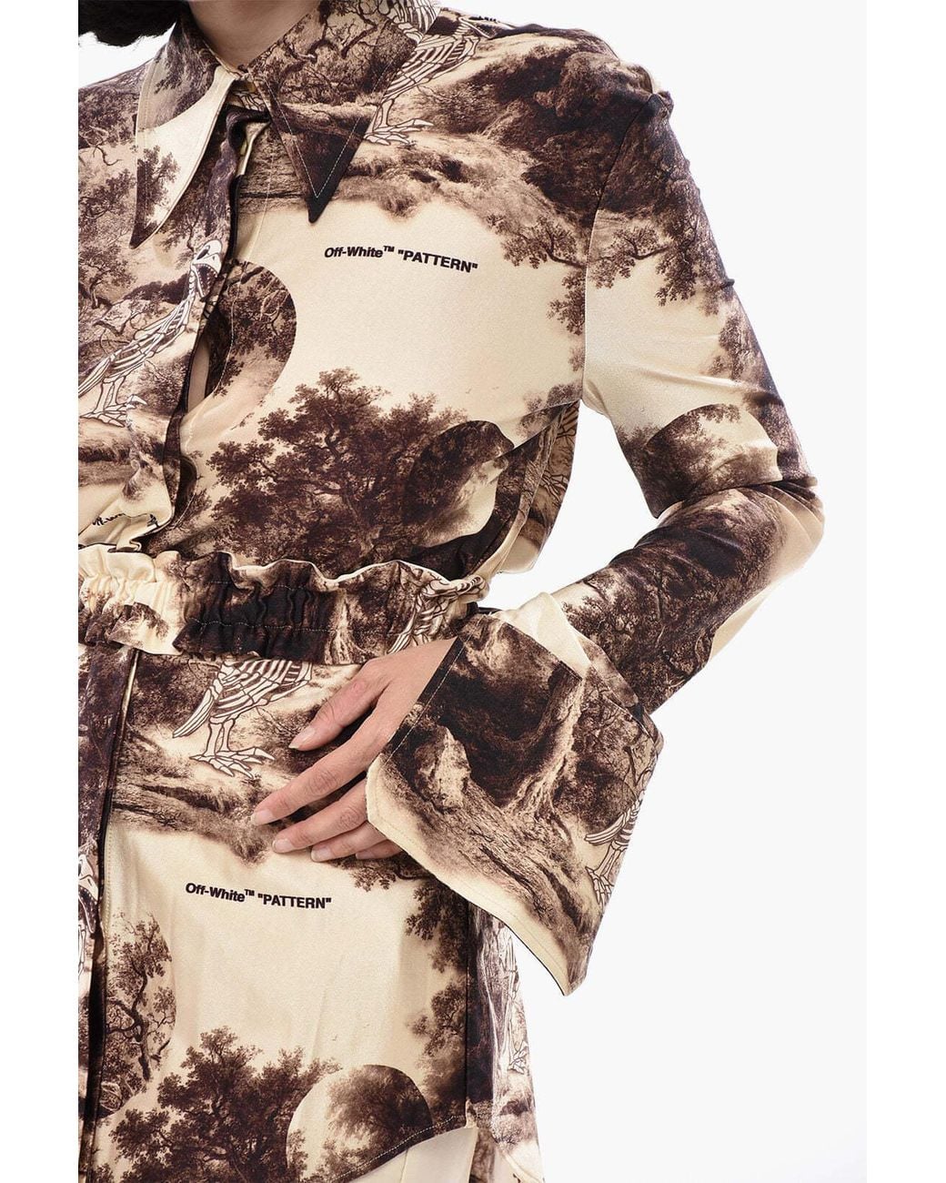 Off-White c/o Virgil Abloh Natural Curtain Pattern-Print Shirt