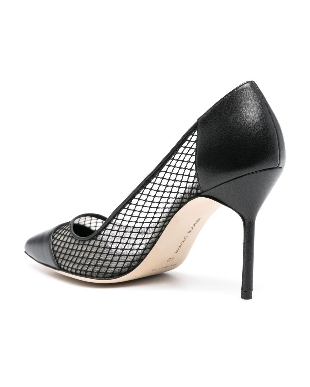 Manolo Blahnik Metallic Capcour Mesh-Panelled Pumps