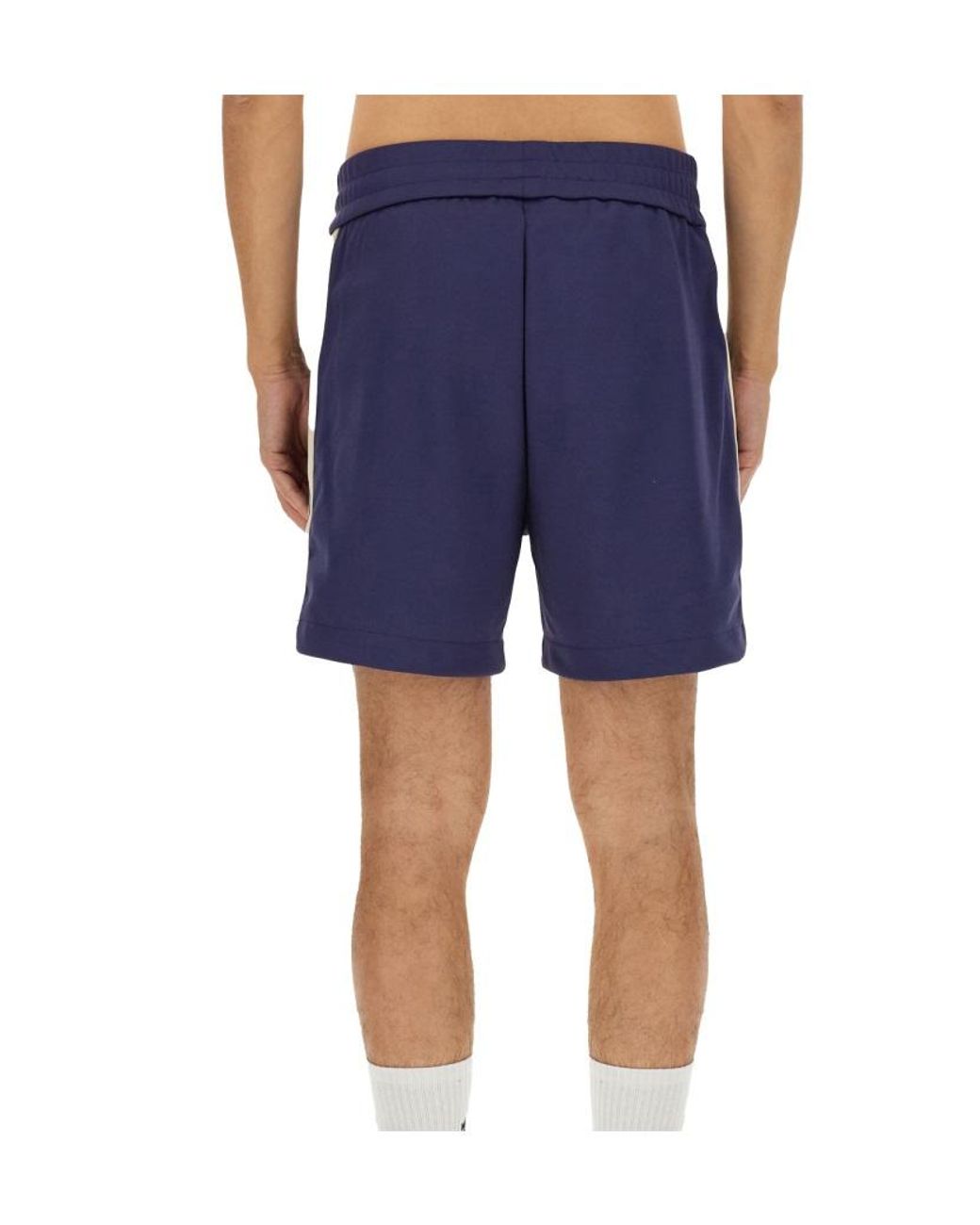 Palm Angels Blue Logo Embroidered Track Shorts for men
