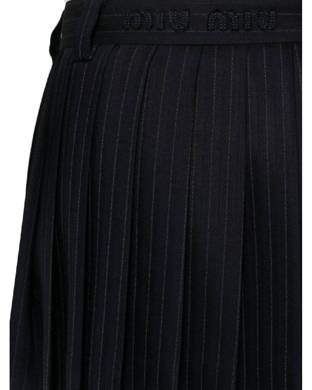 Miu Miu Black Logo-Appliqué Pleated Mini Skirt