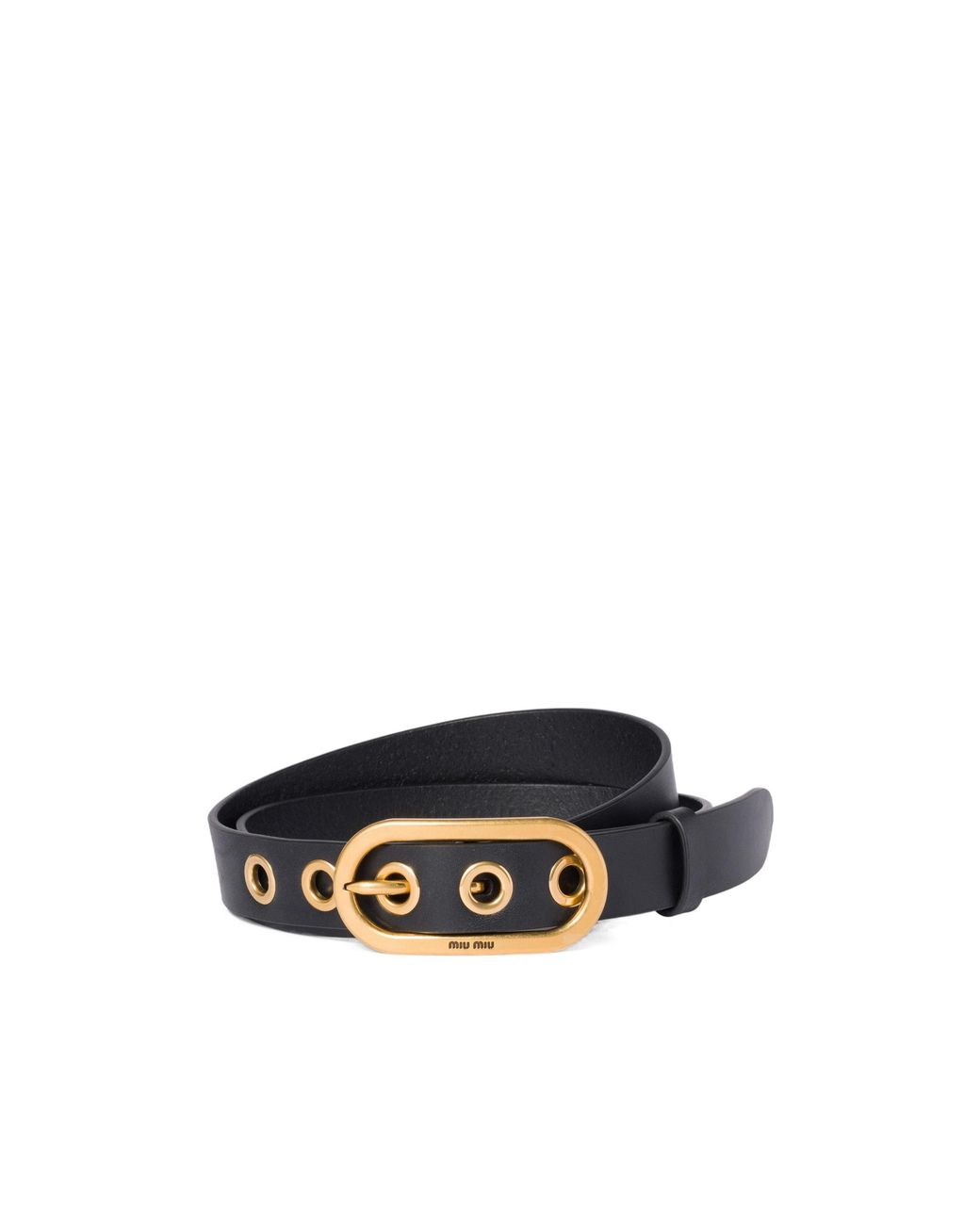 Miu Miu Black Logo-Engraved Buckle Belt