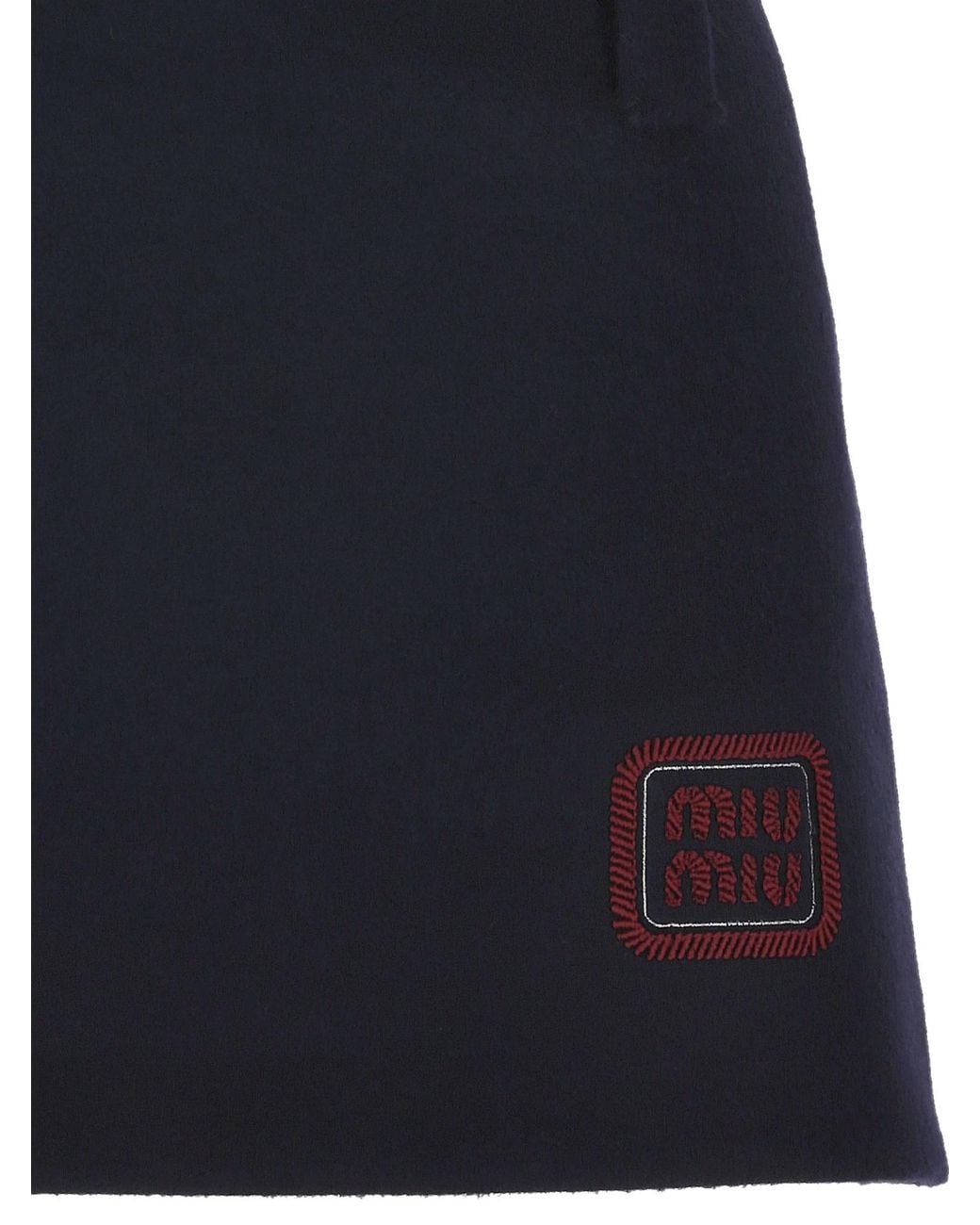 Miu Miu Blue Logo-Detailed Mini Skirt