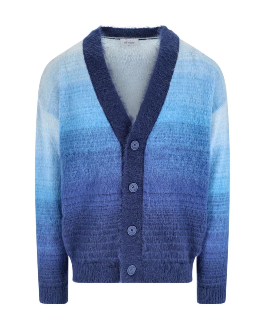 Off-White c/o Virgil Abloh Blue V-Neck Button-Up Cardigan for men