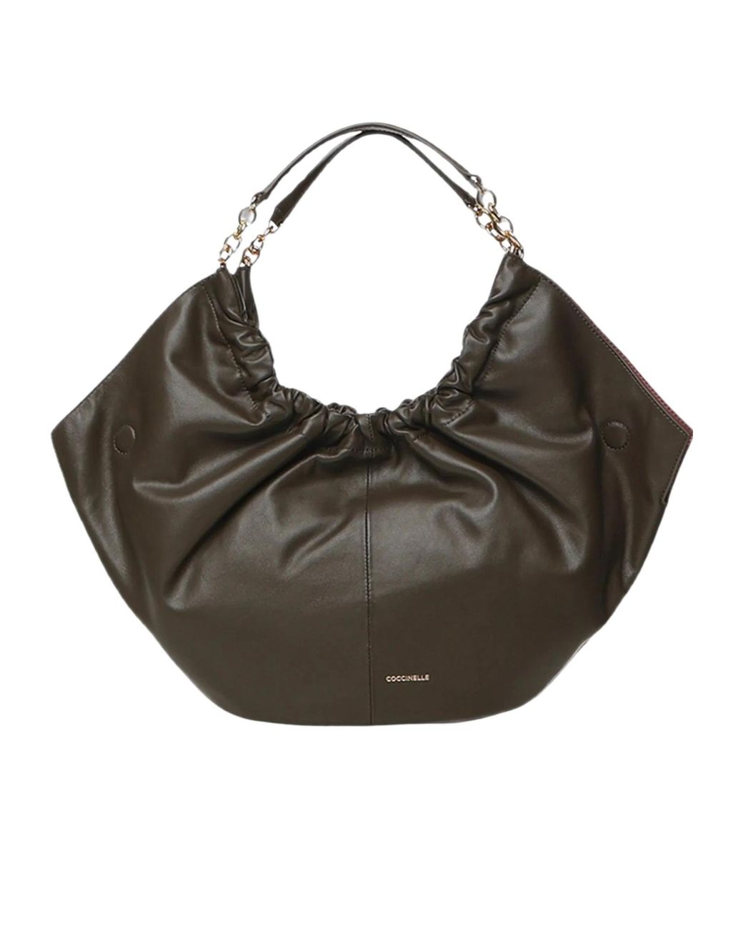 Coccinelle Gray Ruched Hobo Shoulder Bag
