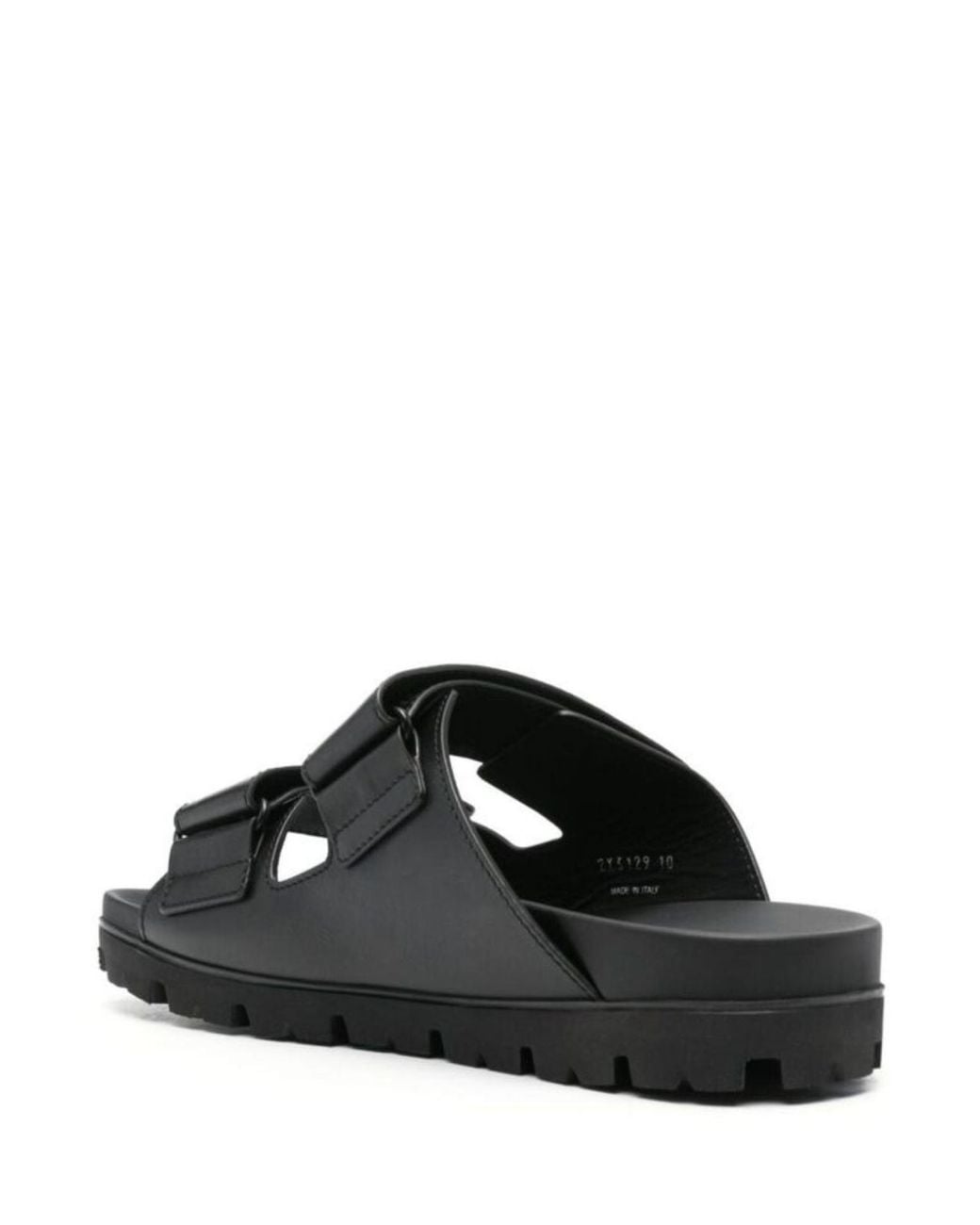 Prada Black Enamel-Triangle Slip-On Sandals for men