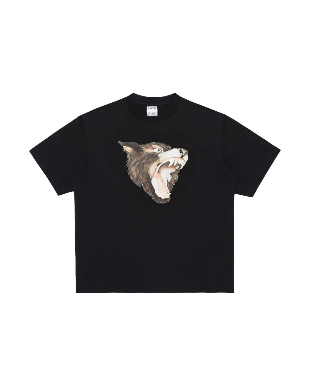 Marcelo Burlon Black Wolf Short-Sleeve T-Shirt for men