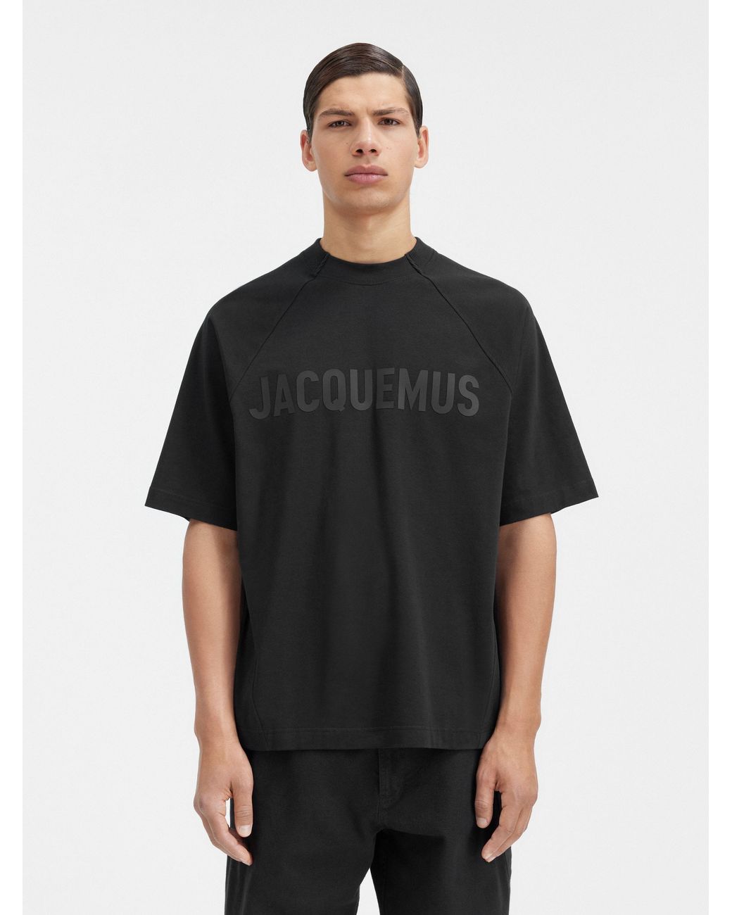 Jacquemus Black Typo Crewneck T-Shirt for men