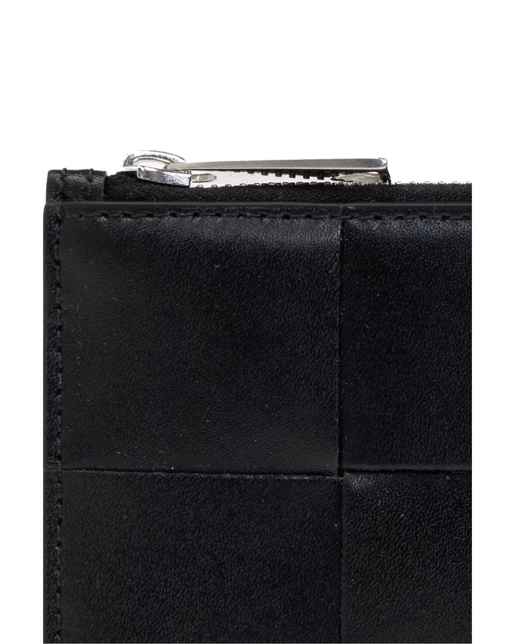 Bottega Veneta Black Intrecciato Zipped Card Holder for men