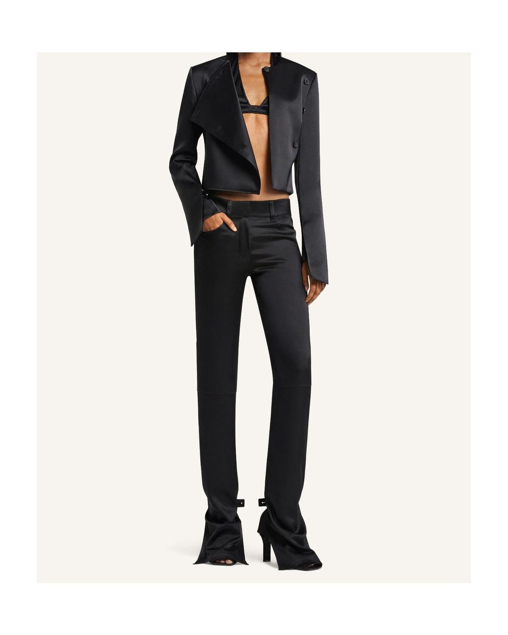 Courreges Black Oblique Satin Tailored Jacket