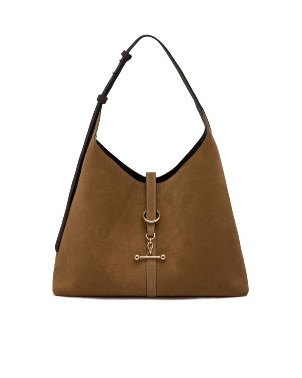 Strathberry Brown Kite Bar-Detail Suede Shoulder Bag